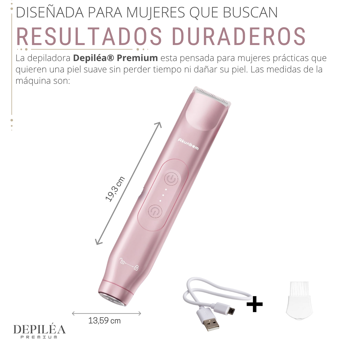 Depiléa® | Depiladora eléctrica para mujer 2 en 1 | Impermeable, USB, uso húmedo y seco.