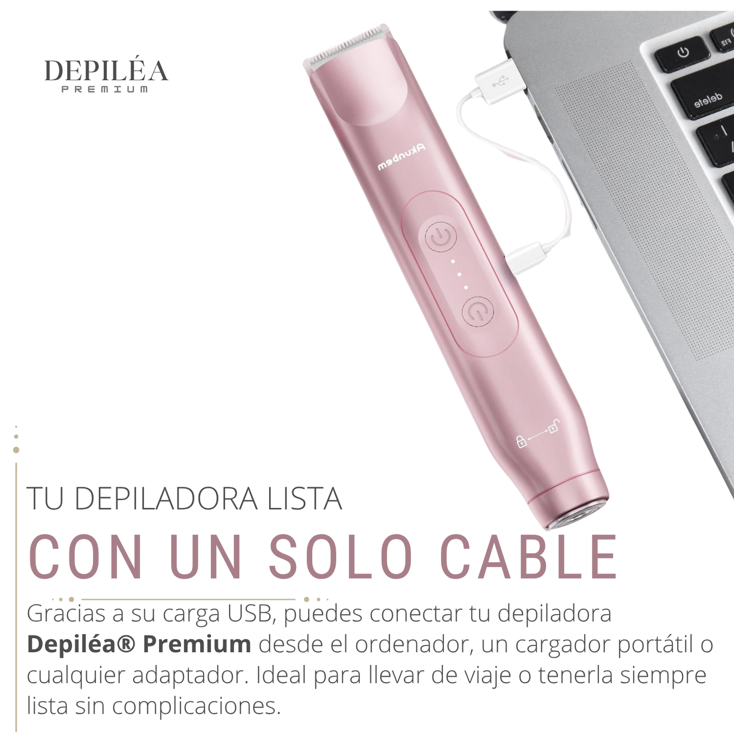 Depiléa® | Depiladora eléctrica para mujer 2 en 1 | Impermeable, USB, uso húmedo y seco.