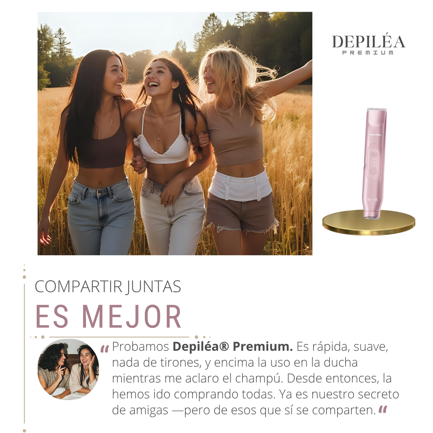 Depiléa® | Depiladora eléctrica para mujer 2 en 1 | Impermeable, USB, uso húmedo y seco.