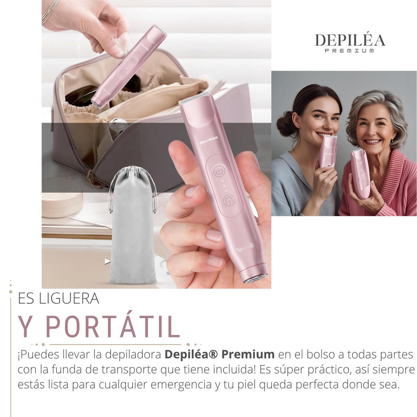 Depiléa® | Depiladora eléctrica para mujer 2 en 1 | Impermeable, USB, uso húmedo y seco.