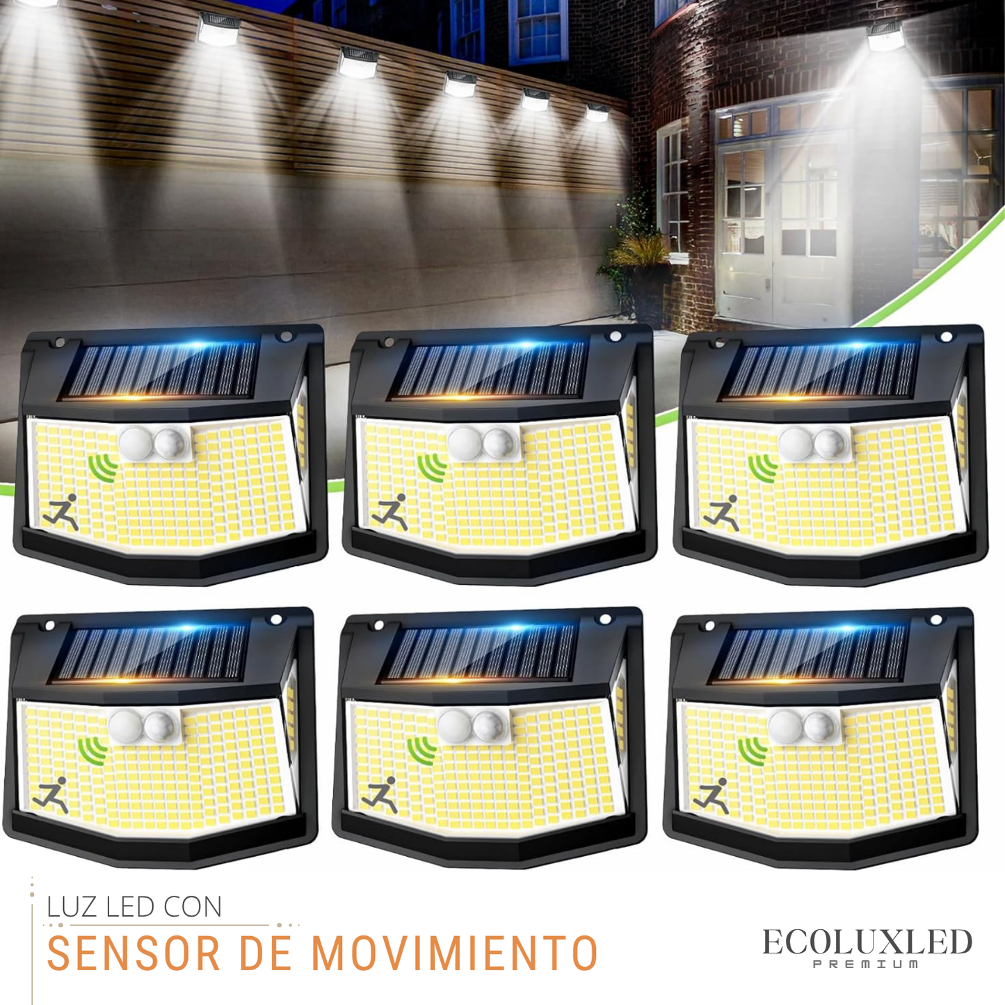 EcoLux LED® | Luz Solar Exterior | con Sensor de Movimiento