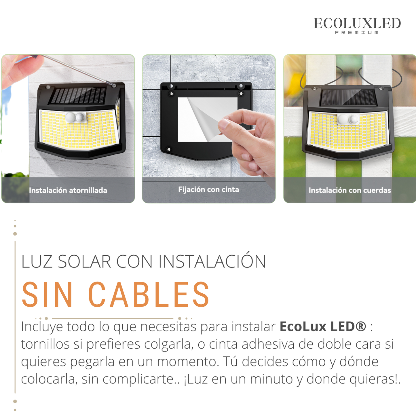 EcoLux LED® | Luz Solar Exterior | con Sensor de Movimiento