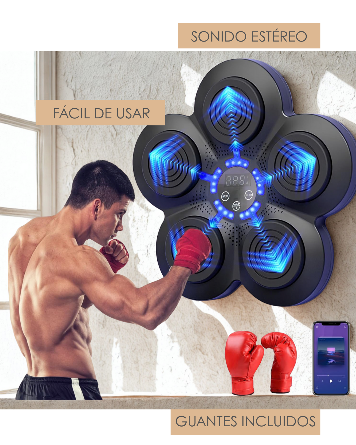 Equipo SoniBox® Bluetooth| Iluminación Rítmica y Conteo Inteligente| 9 Modos de Velocidad