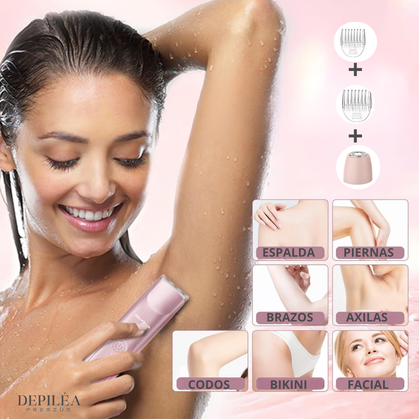 Depiléa® | Depiladora eléctrica para mujer 2 en 1 | Impermeable, USB, uso húmedo y seco.