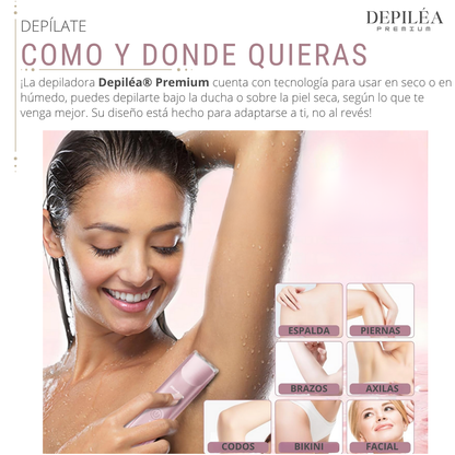Depiléa® | Depiladora eléctrica para mujer 2 en 1 | Impermeable, USB, uso húmedo y seco.