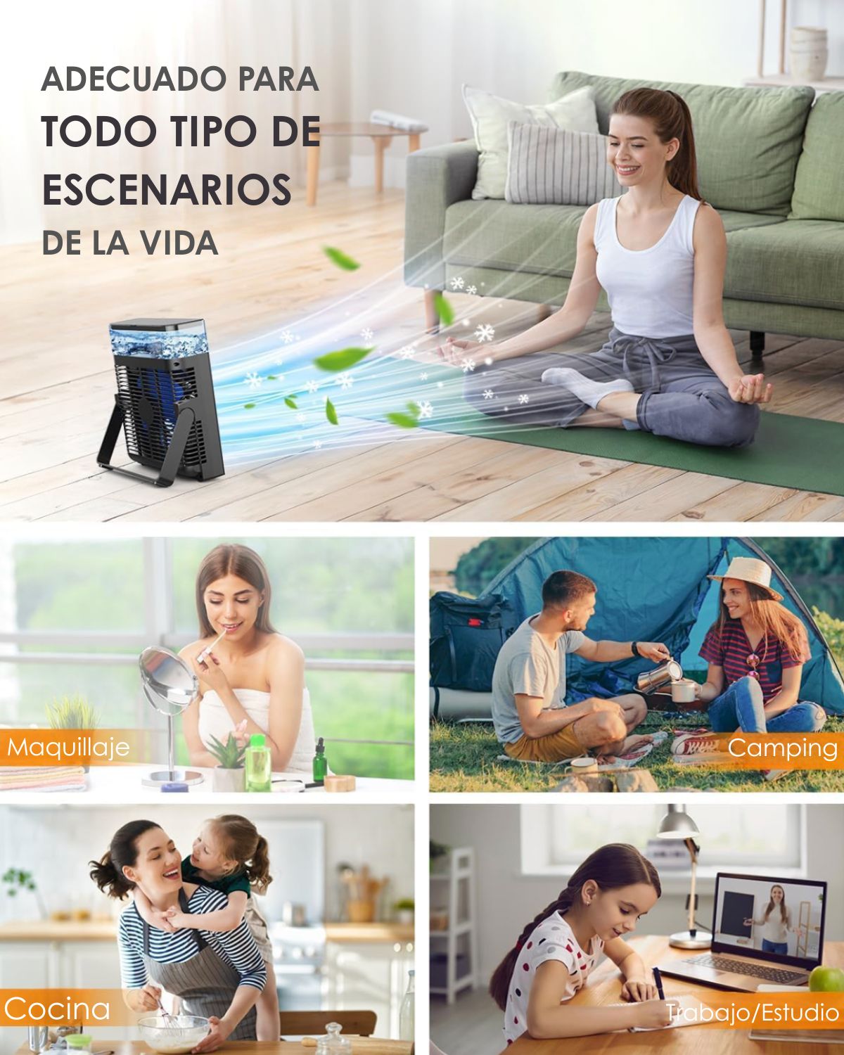 Ventilador Nebulizador Portátil AirCool® | 8000mAh Recargable de Batería | Tanque de Agua 600mL