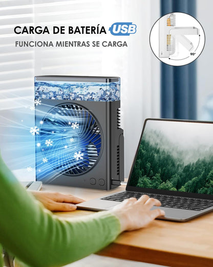 Ventilador Nebulizador Portátil AirCool® | 8000mAh Recargable de Batería | Tanque de Agua 600mL