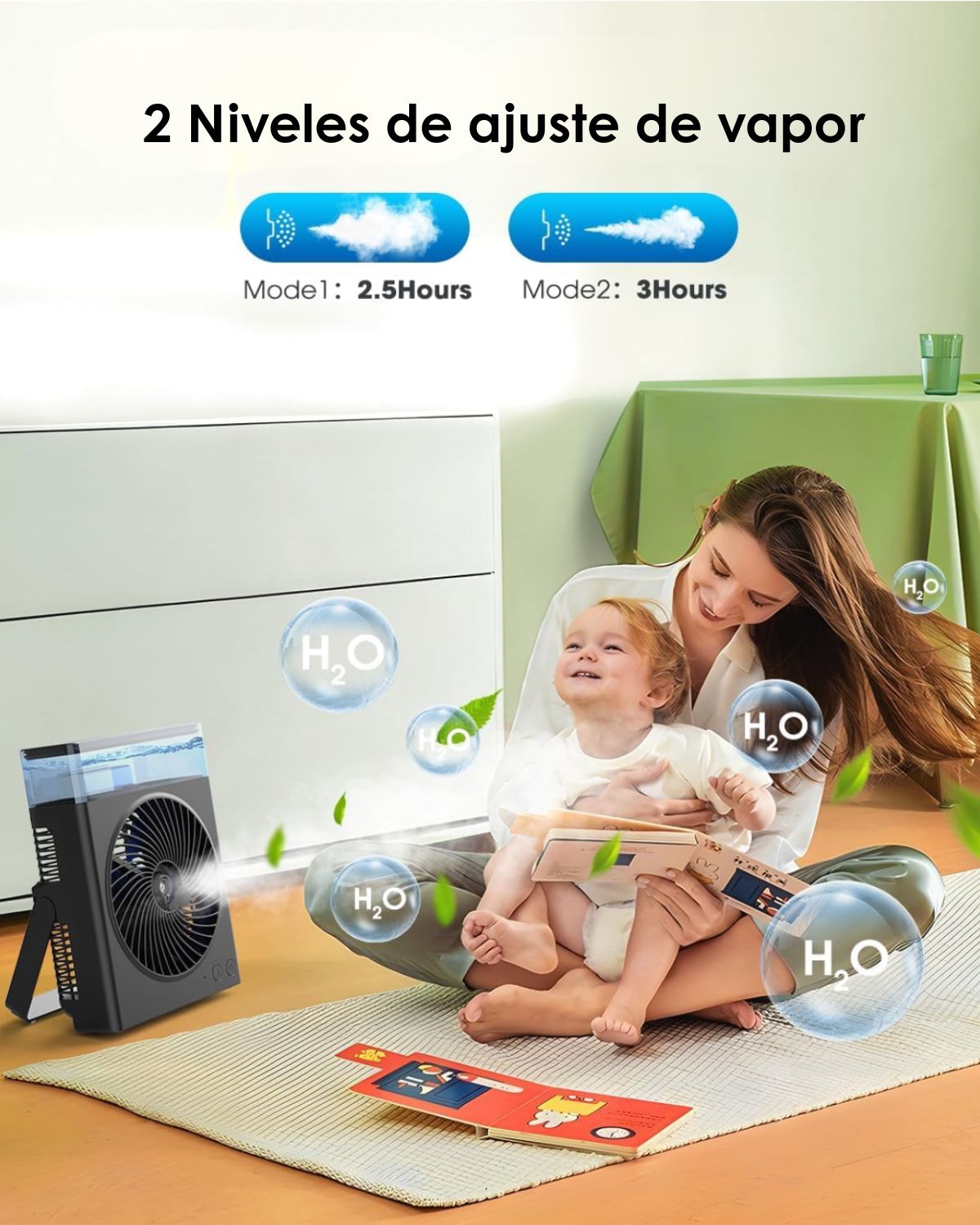 Ventilador Nebulizador Portátil AirCool® | 8000mAh Recargable de Batería | Tanque de Agua 600mL