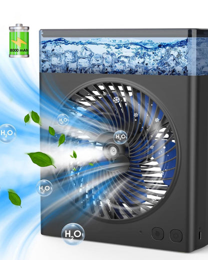 Ventilador Nebulizador Portátil AirCool® | 8000mAh Recargable de Batería | Tanque de Agua 600mL