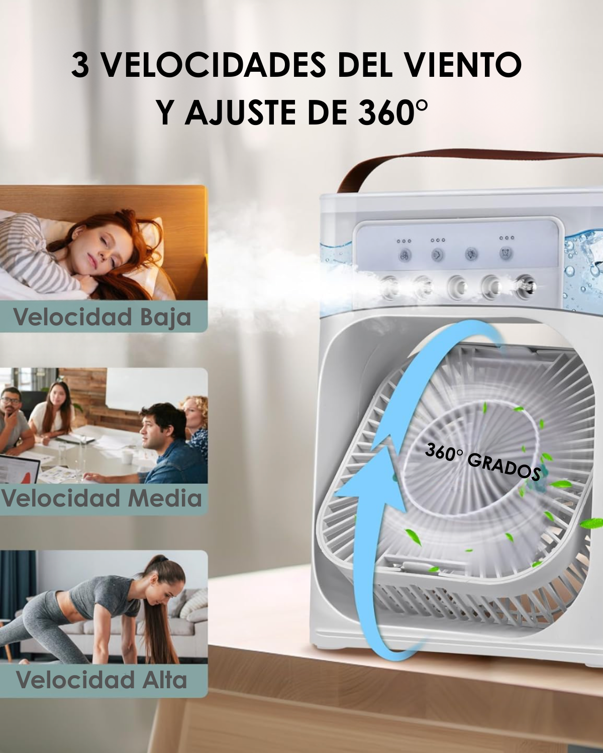 Ventilador Nebulizador Portátil AirCool® | 8000mAh Recargable de Batería | Tanque de Agua 600mL